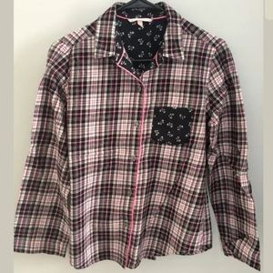 VS Mayfair Flannel Pajama Set Black And Pink Plaid